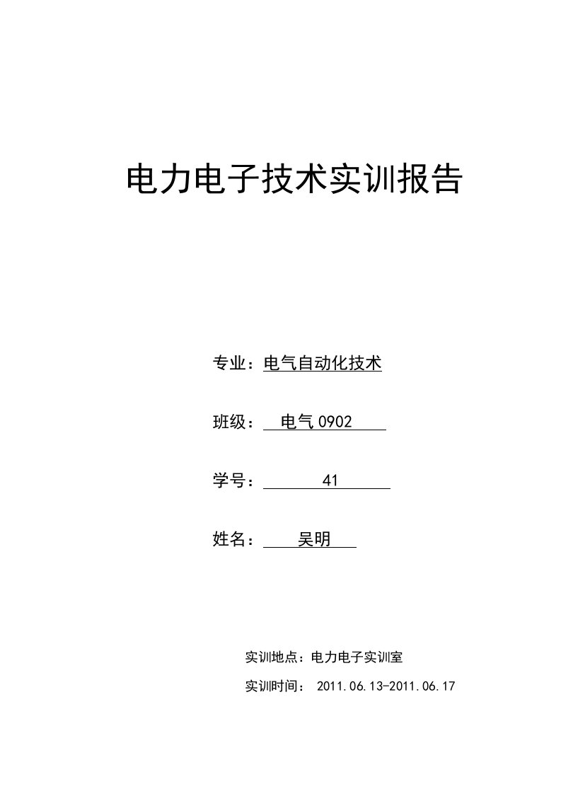 电力电子技术实训报告