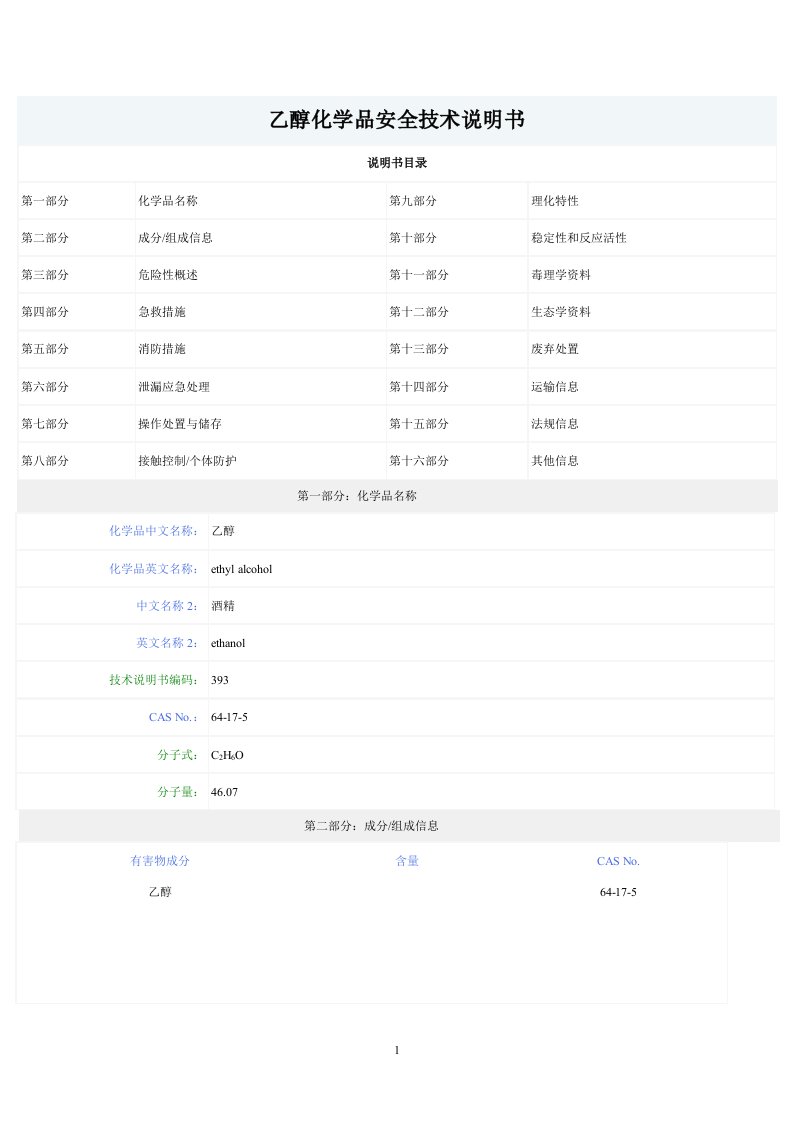 乙醇化学品安全技术说明书.doc