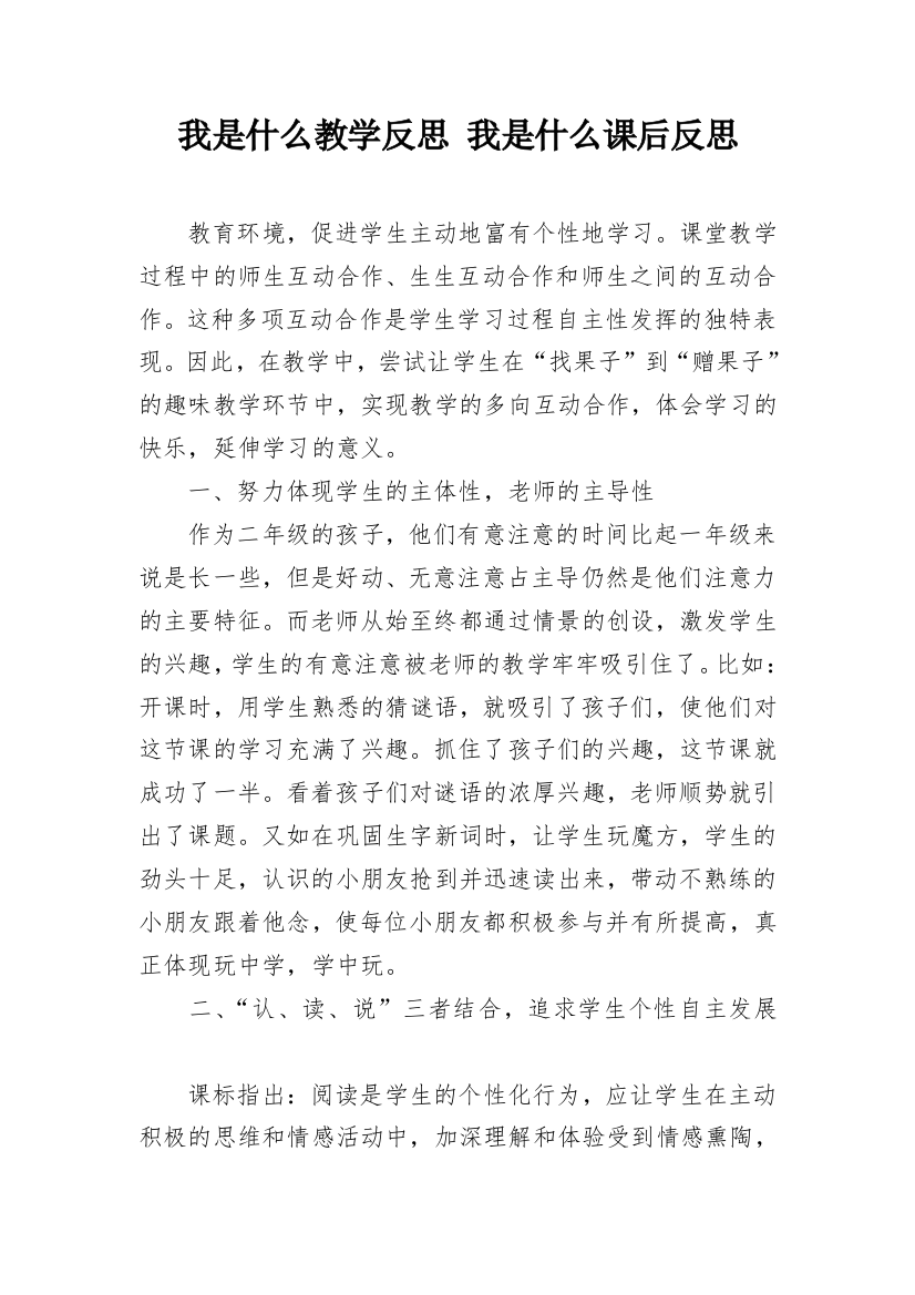 我是什么教学反思