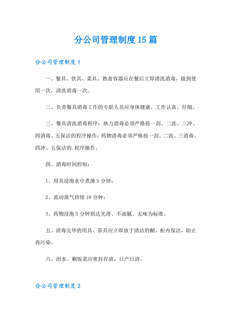 分公司管理制度15篇