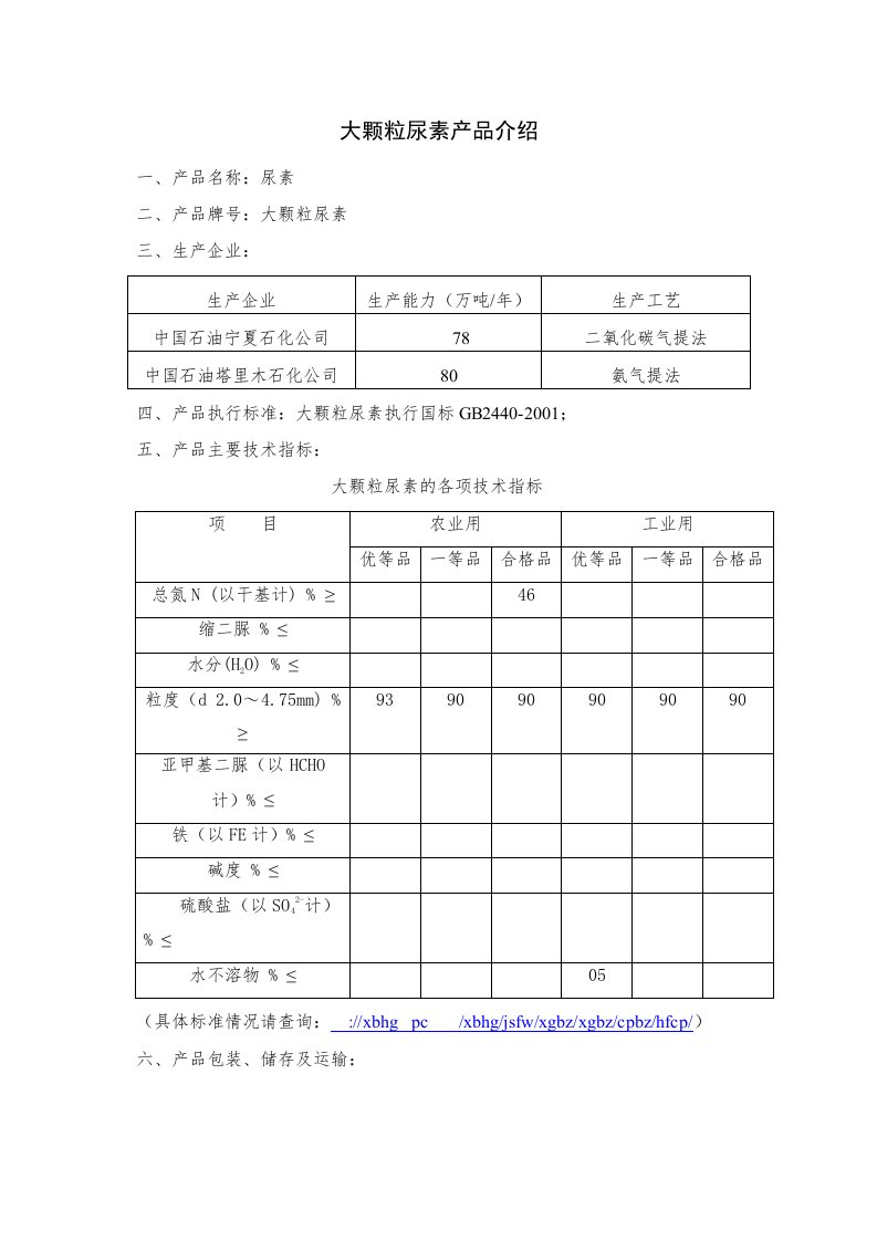 大颗粒尿素产品介绍