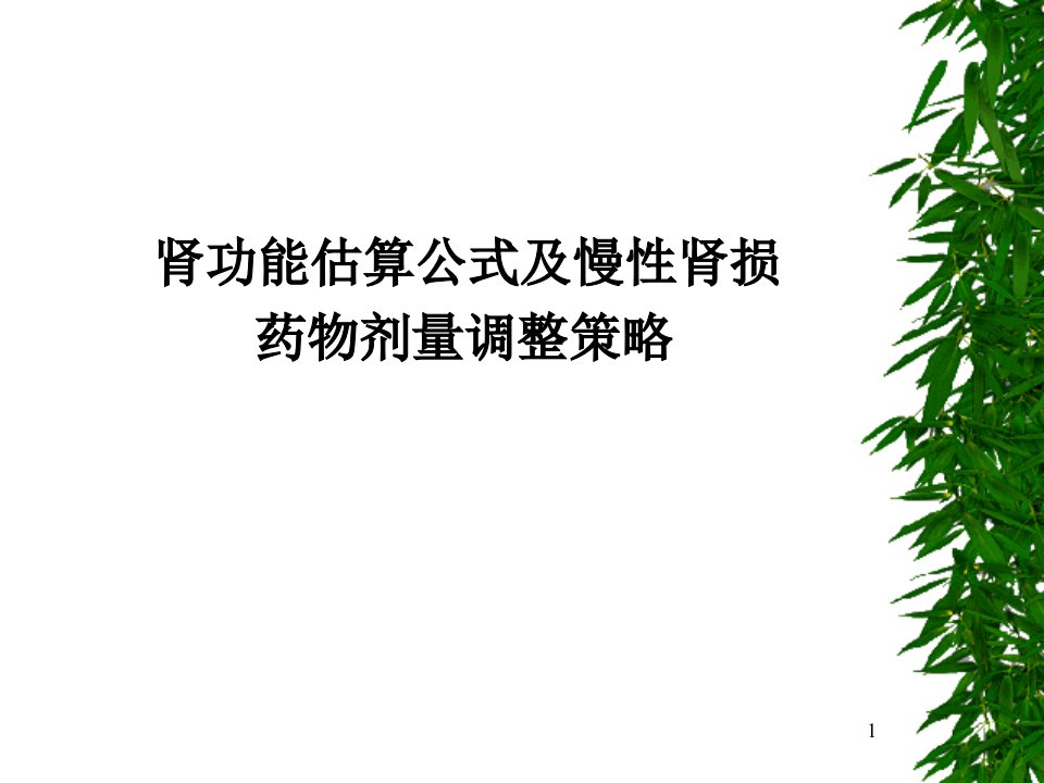 肾功能估算公式和慢性肾损药物剂量调整策略