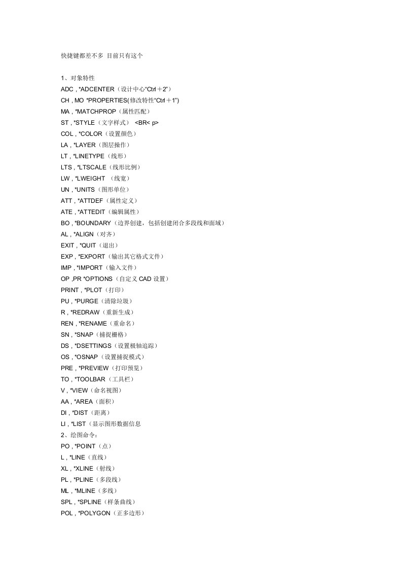 CAD快捷键-这个是高级的