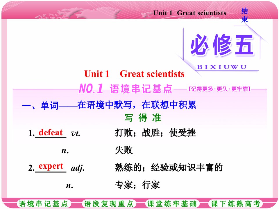 人教版高三英语一轮复习ppt课件：必修五-Unit-1-Great-scientists