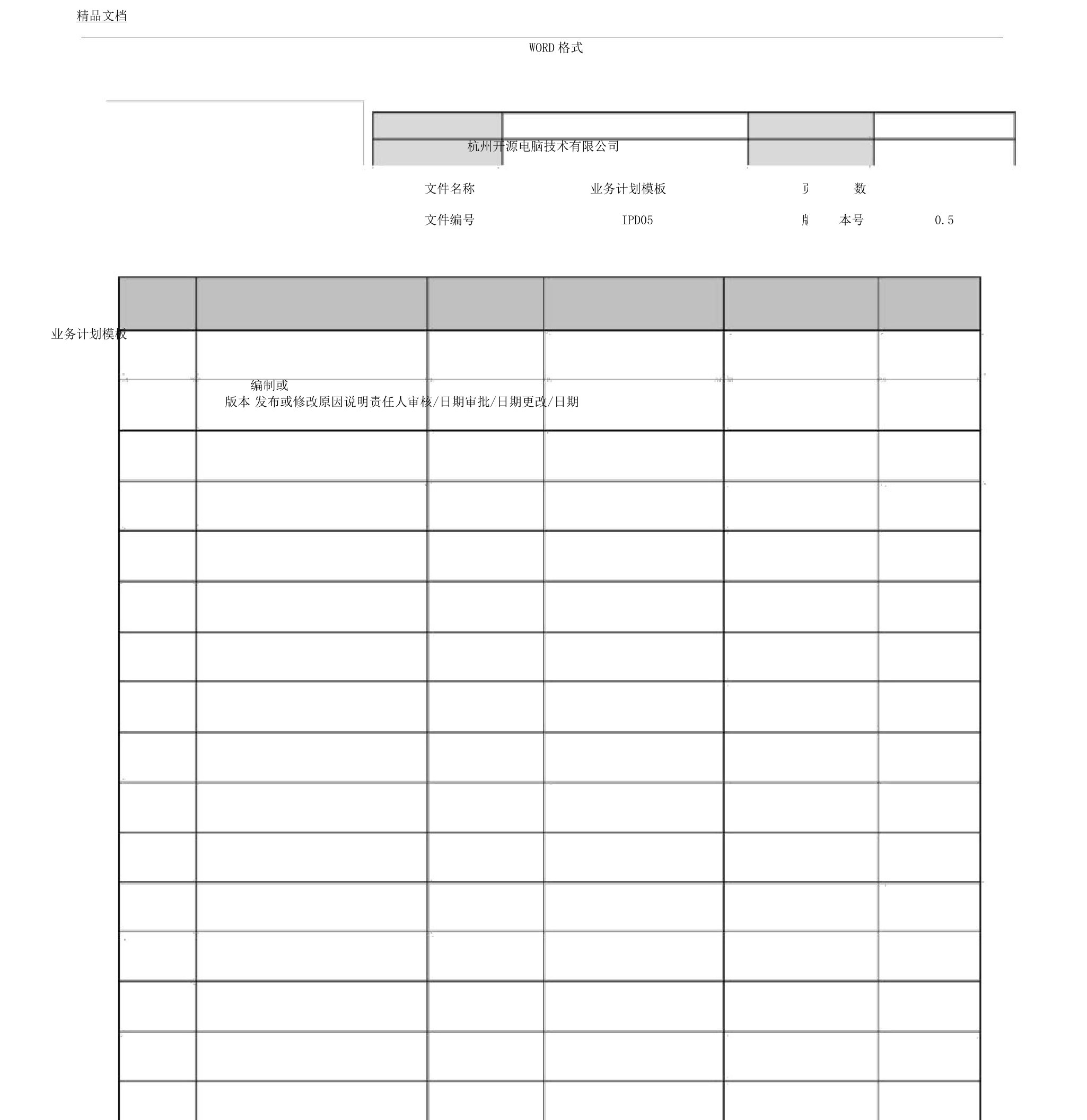 IPD05业务计划模板