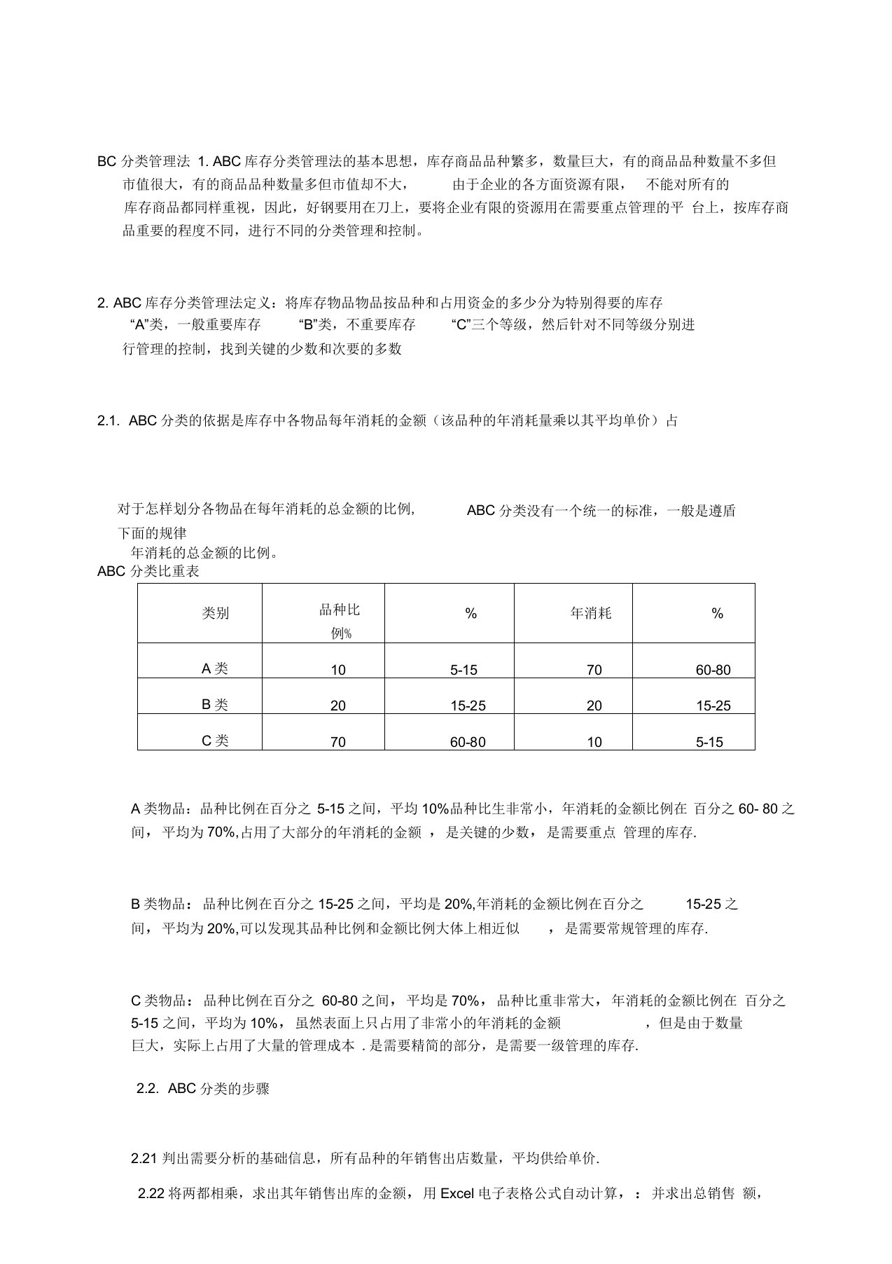 ABC分类管理法