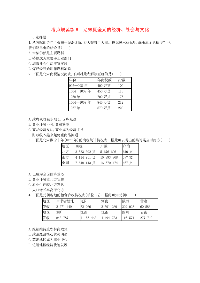 2022届新教材高考历史一轮复习