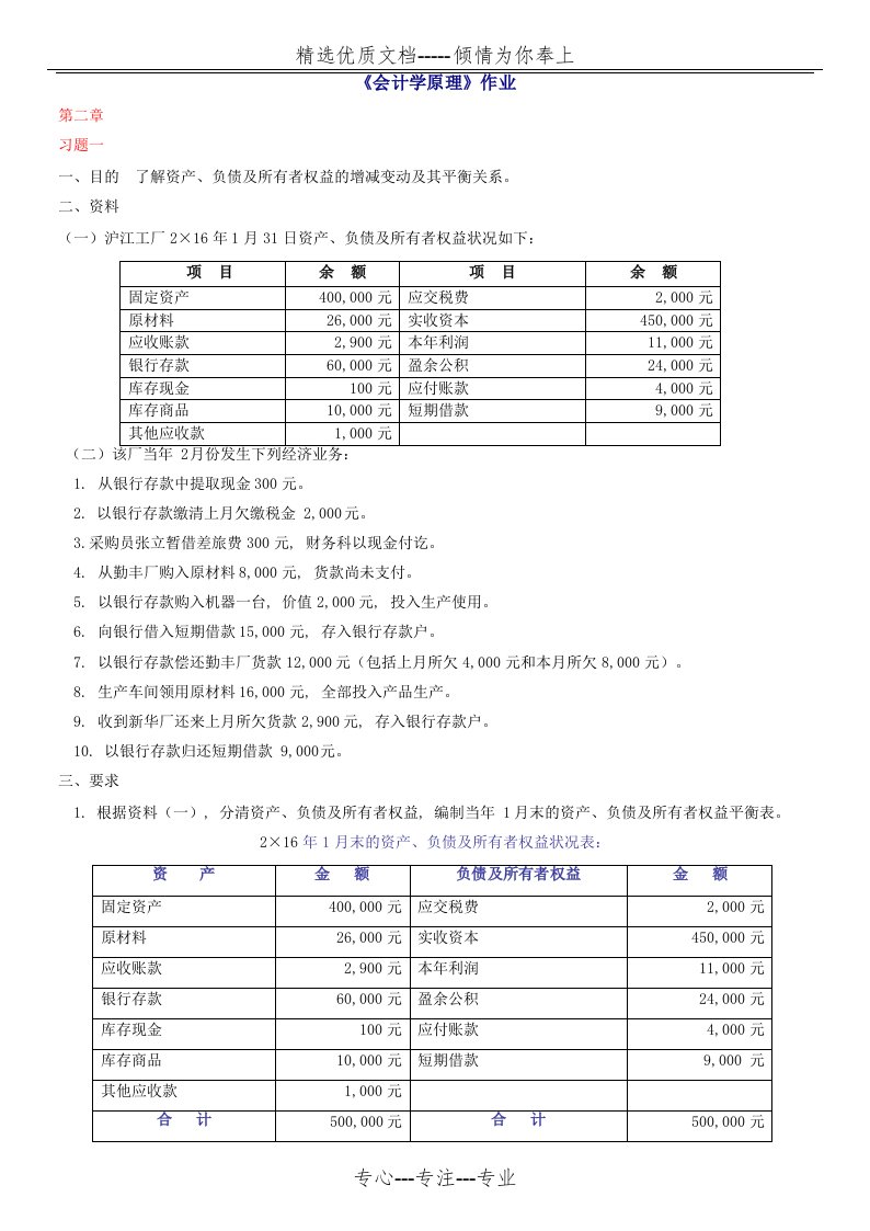 MOOC会计学原理第二章作业(共4页)