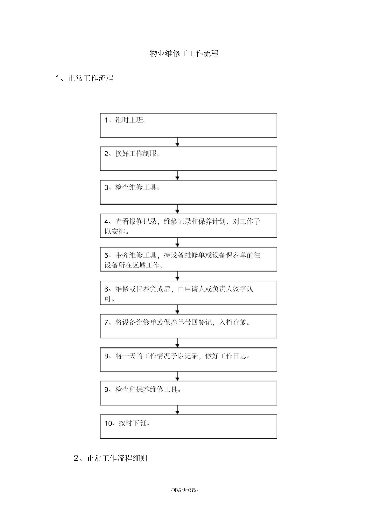 维修工工作流程