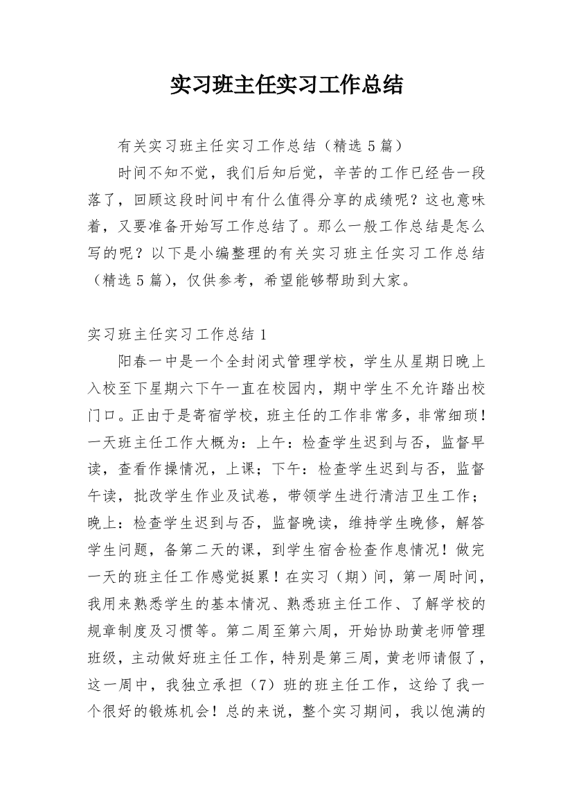 实习班主任实习工作总结_2