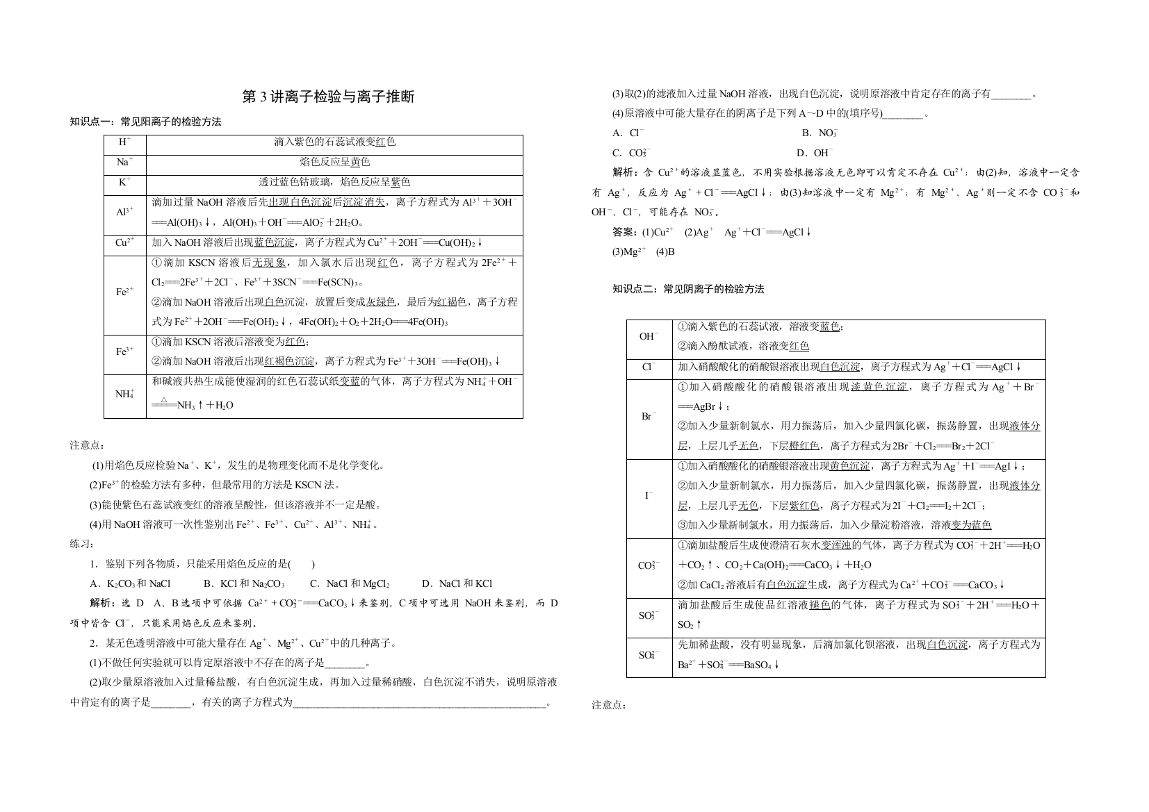 离子检验与离子推断师