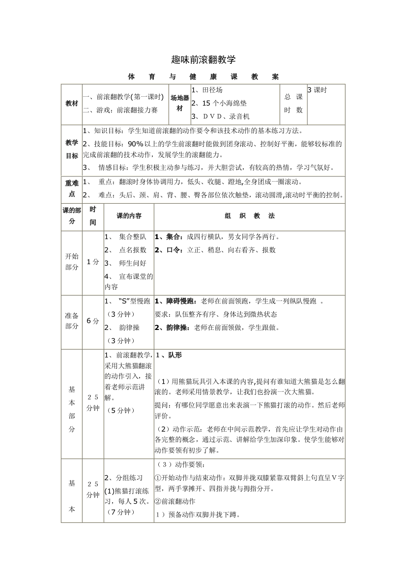 趣味前滚翻教学