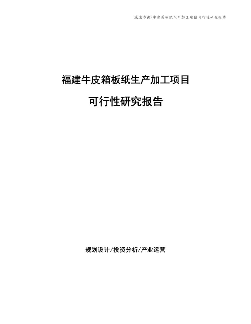 福建牛皮箱板纸生产加工项目可行性研究报告（参考模板）