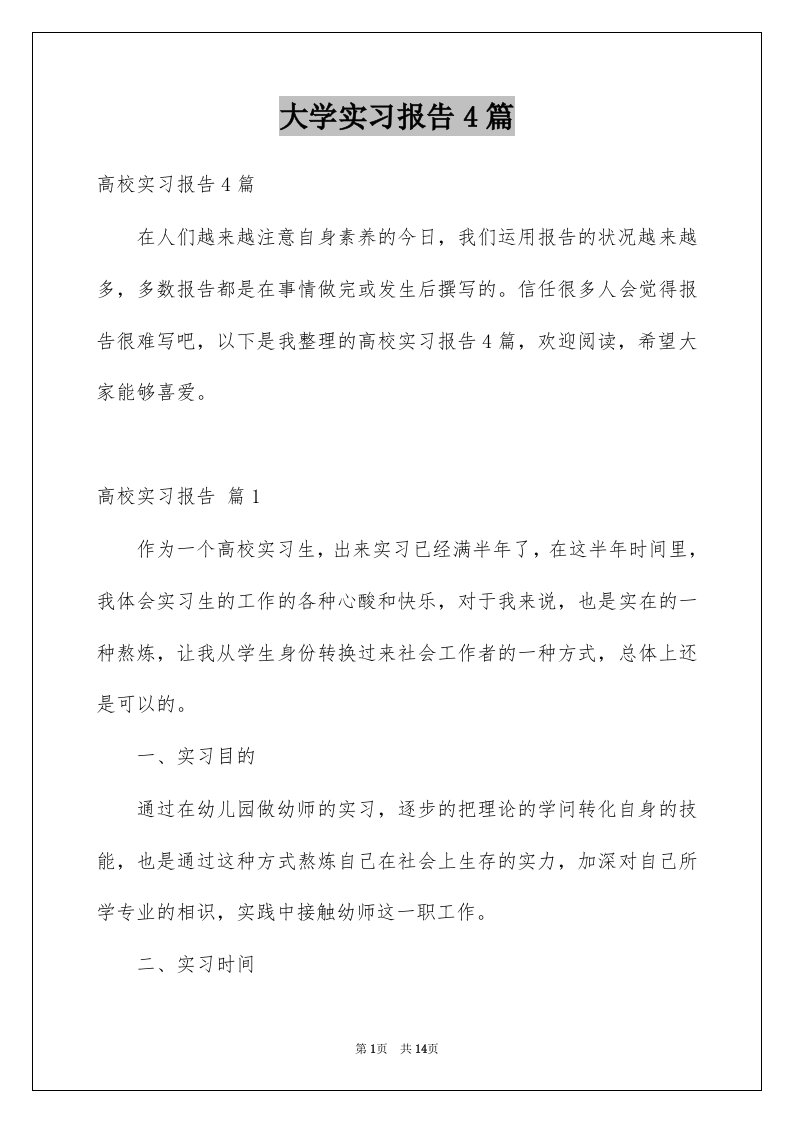 大学实习报告4篇例文8