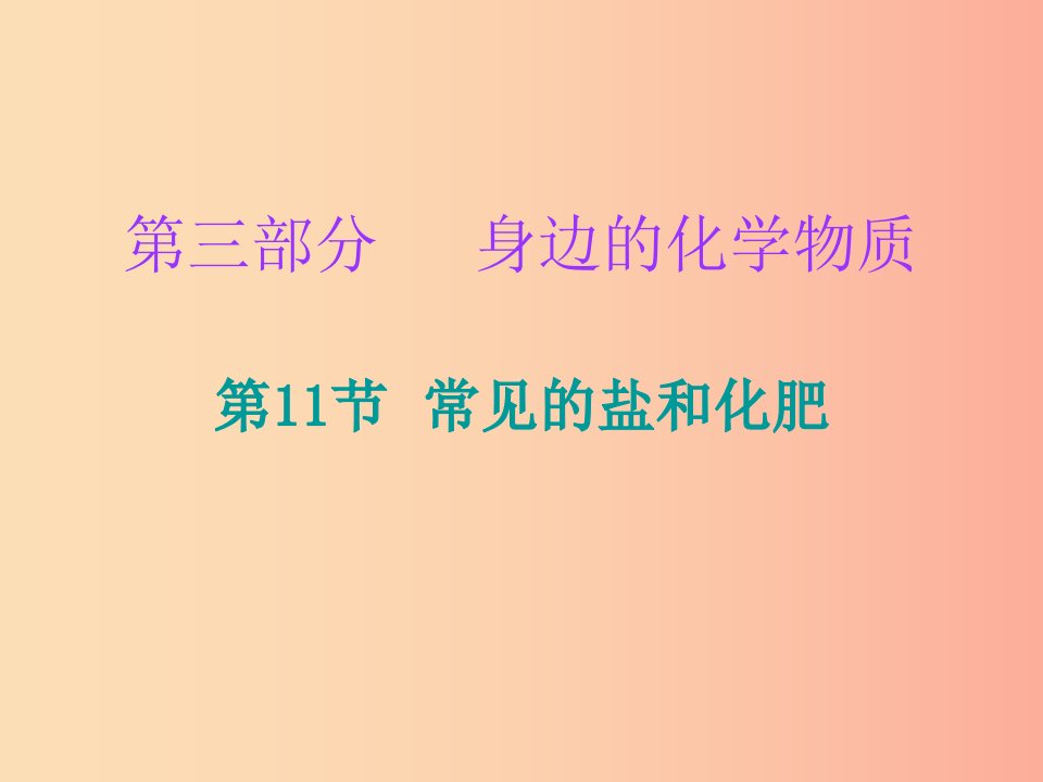 2019中考化学必备复习第三部分身边的化学物质第11节常见的盐和化肥课件