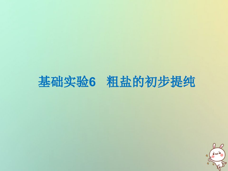 九年级化学下册基础实验6粗盐的初步提纯课件沪教版