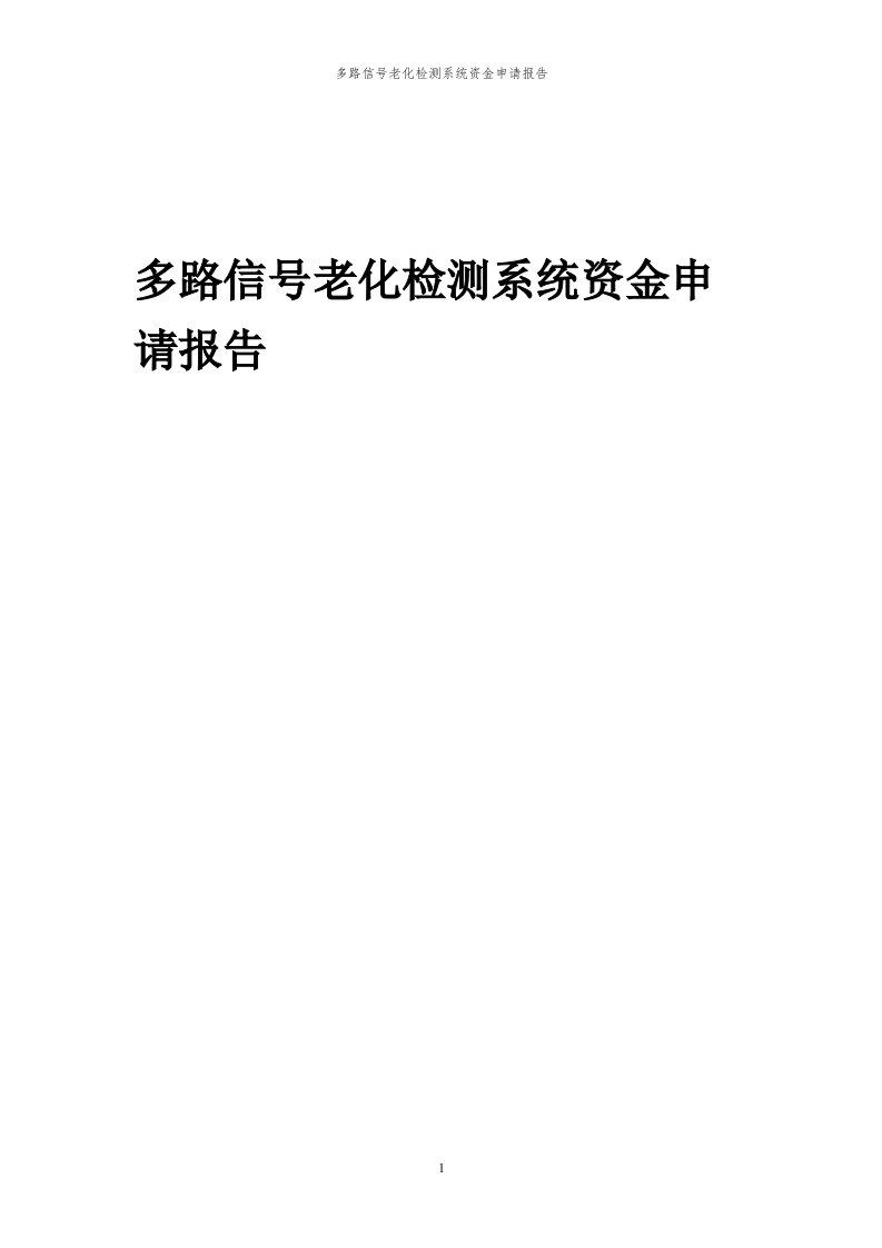 2024年多路信号老化检测系统资金申请报告代可行性研究报告