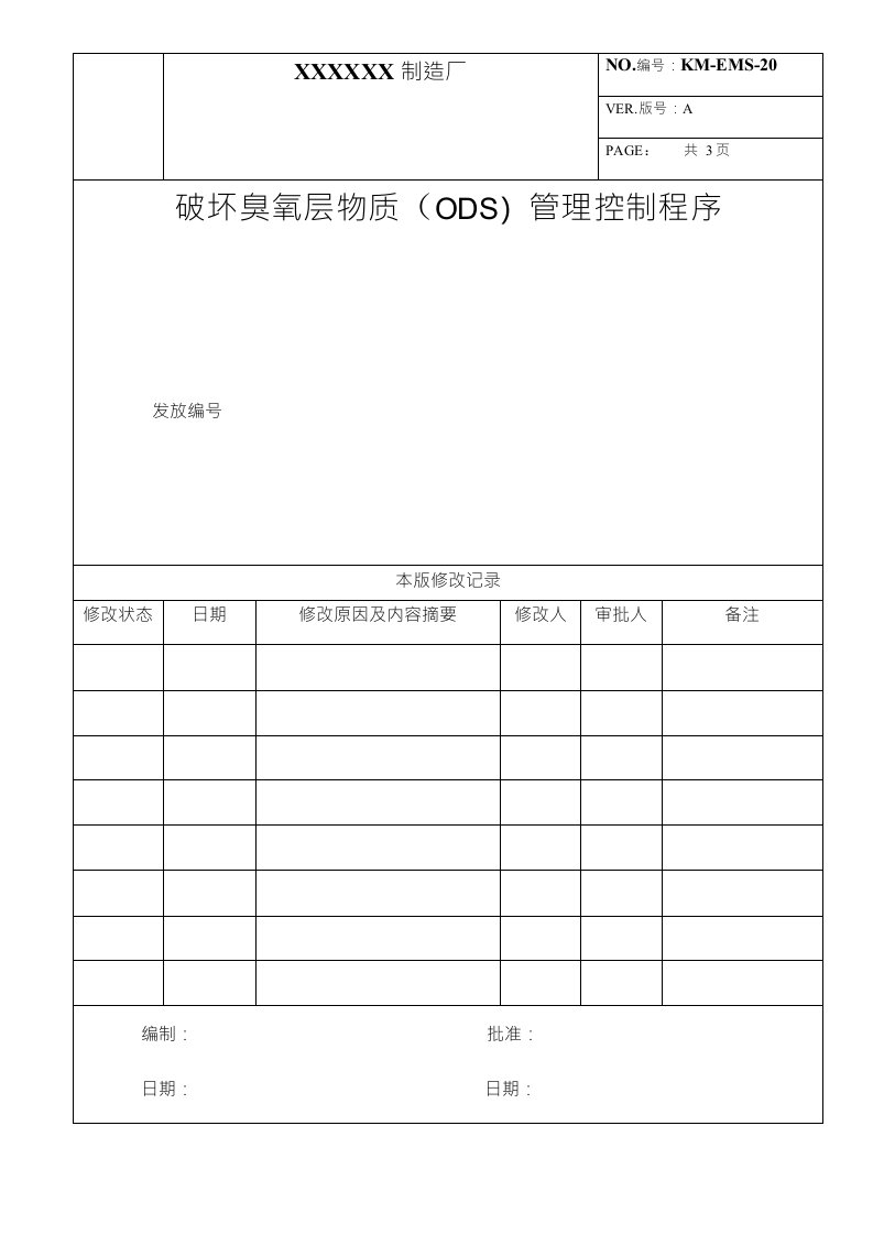 破坏臭氧层物质(ods)管理控制程序