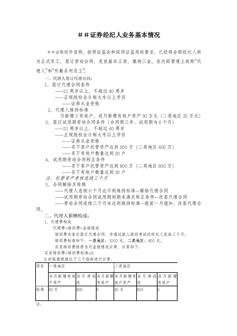 证券经纪人业务基本情况