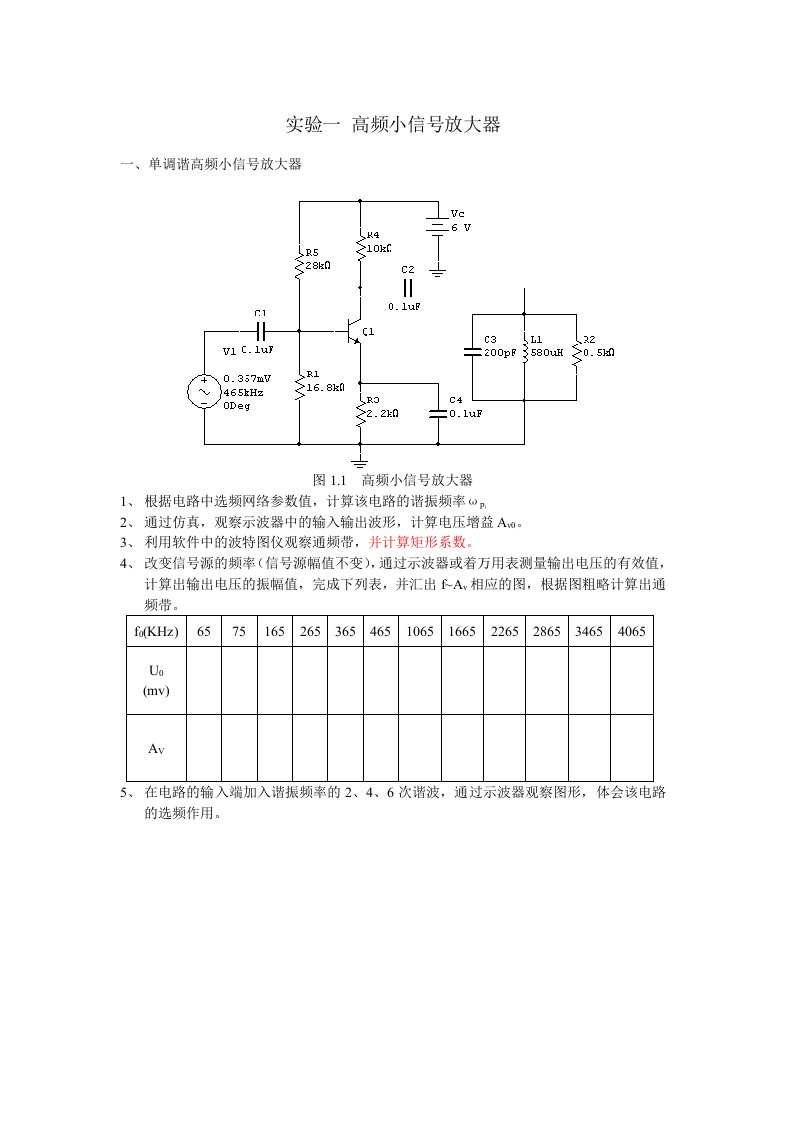 高频电路实验Multisim版含答案