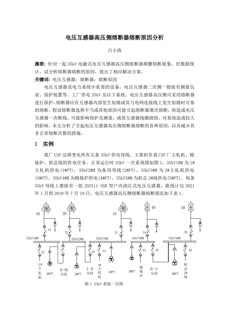 电压互感器高压侧熔断器熔断原因分析