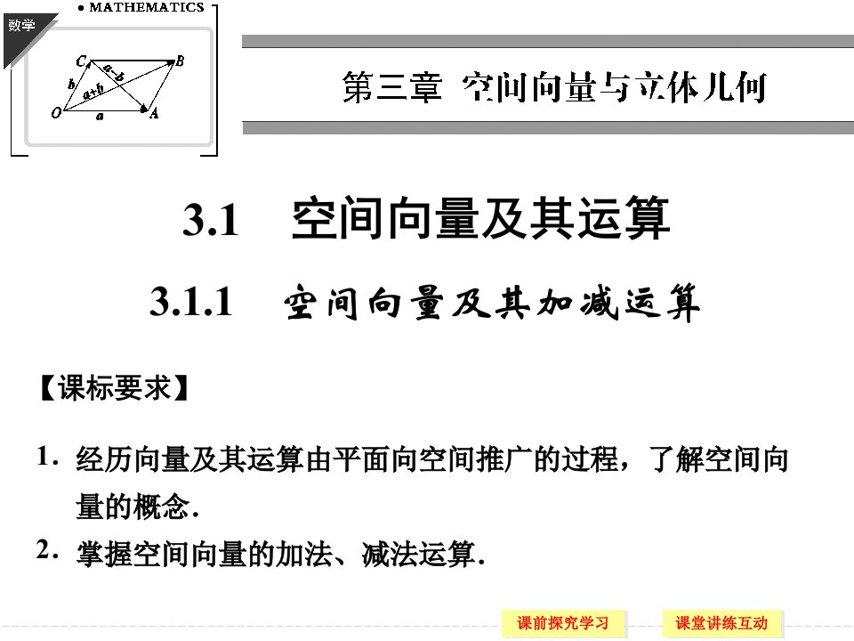 高中数学3-1-1空间向量及其加减运算