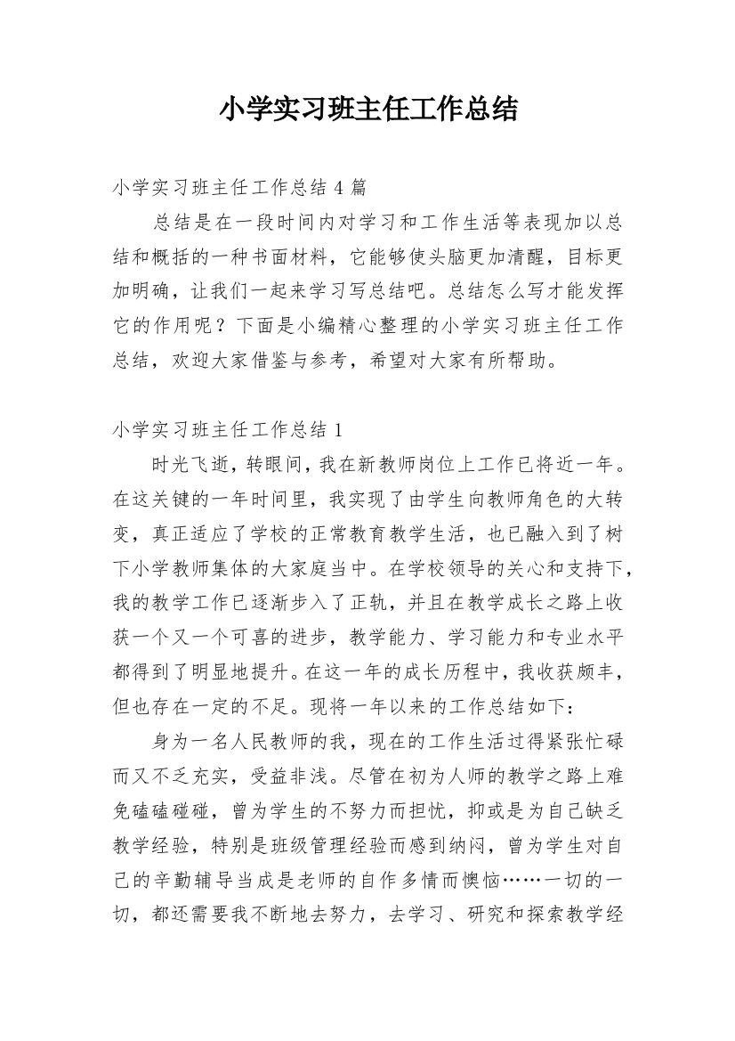 小学实习班主任工作总结_10