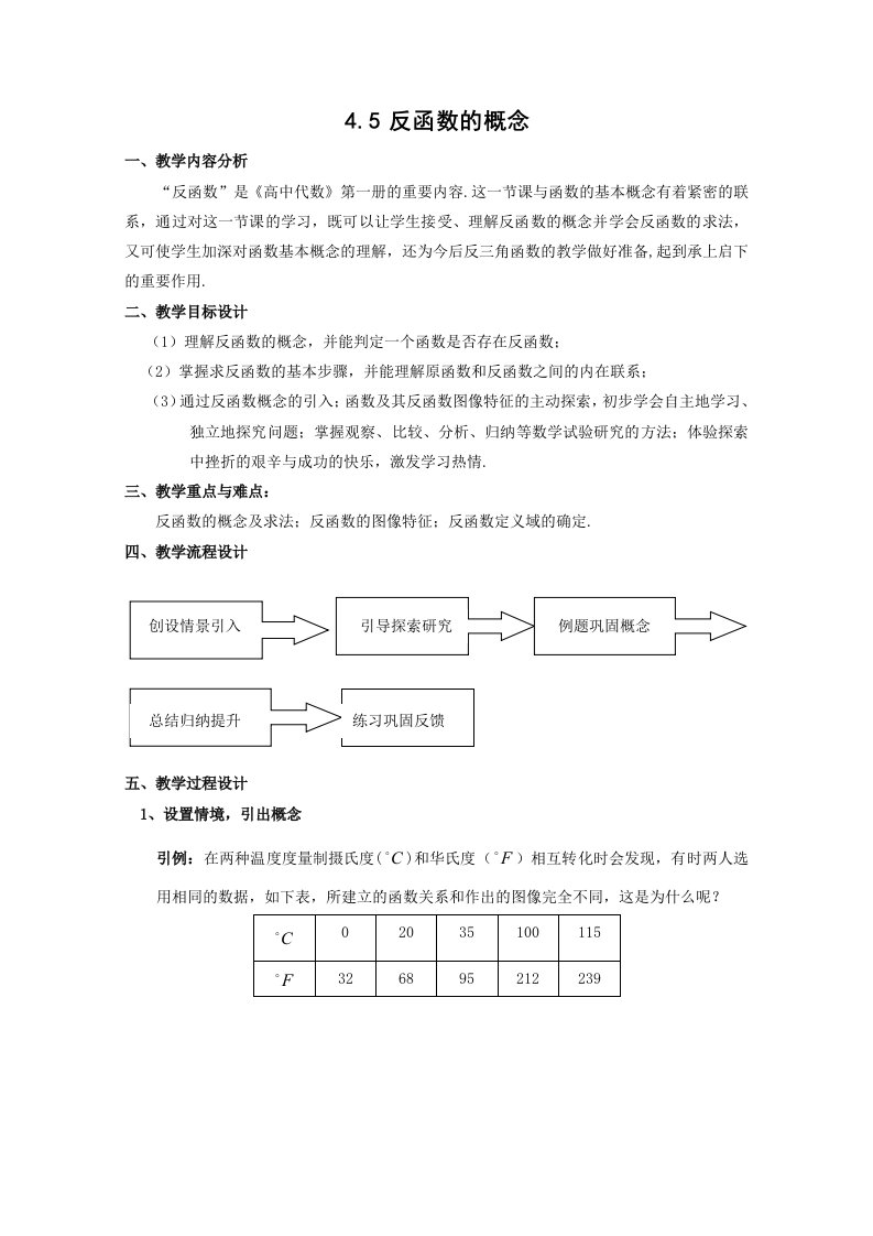 高一数学反函数的概念