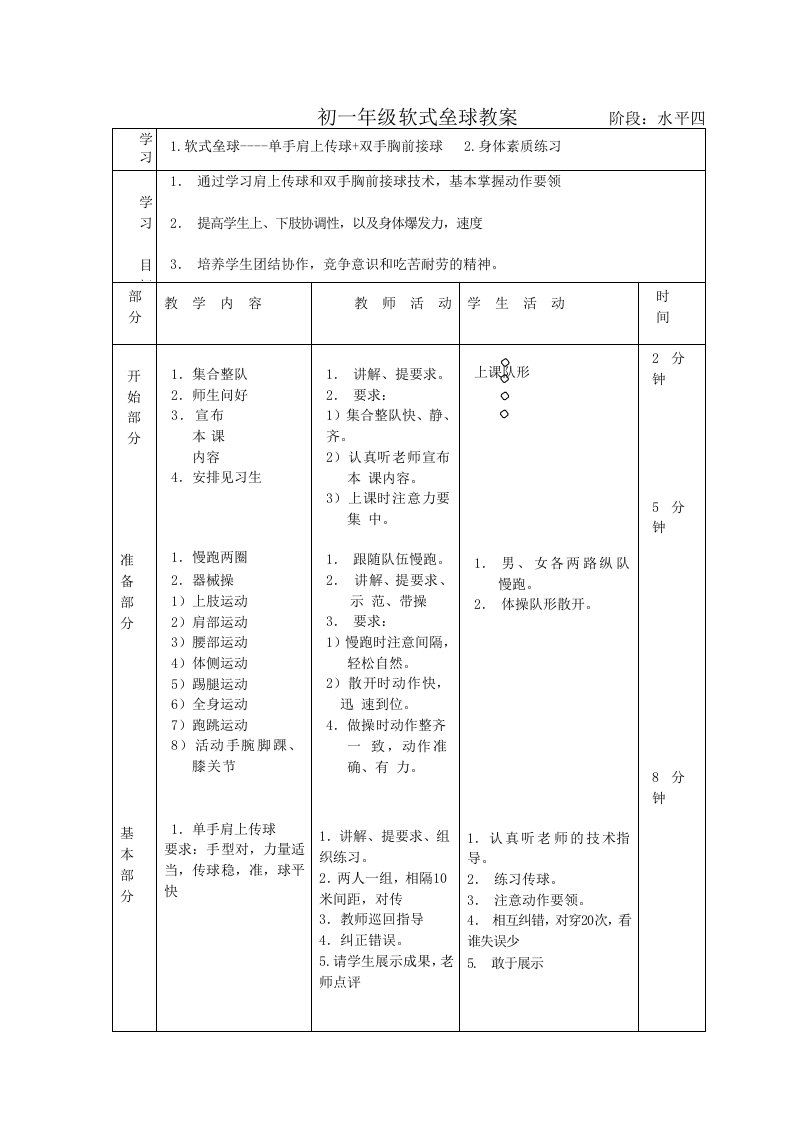 软式垒球教案