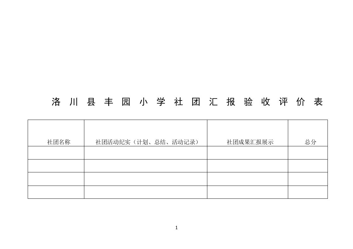 社团活动评价表