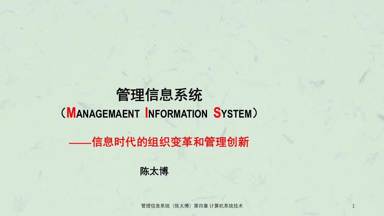 管理信息系统陈太博第四章计算机系统技术课件