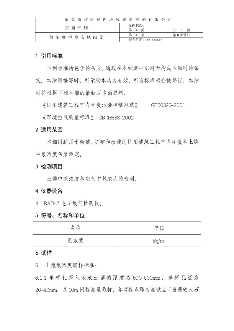 土壤空气中氡浓度检测细则-上海环境质量检测工作站