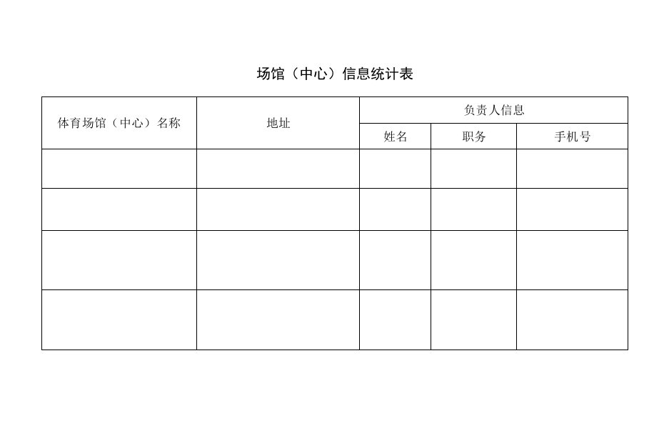 场馆中心信息统计表