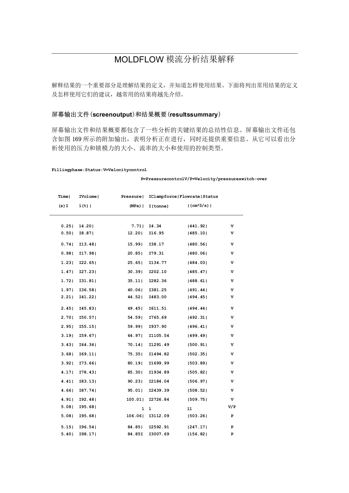 MOLDFLOW模流分析报告结果解释