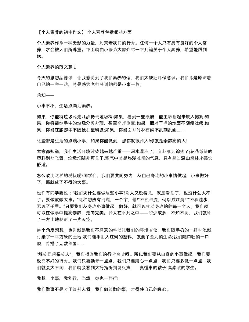 个人素养的初中作文个人素养包括哪些方面