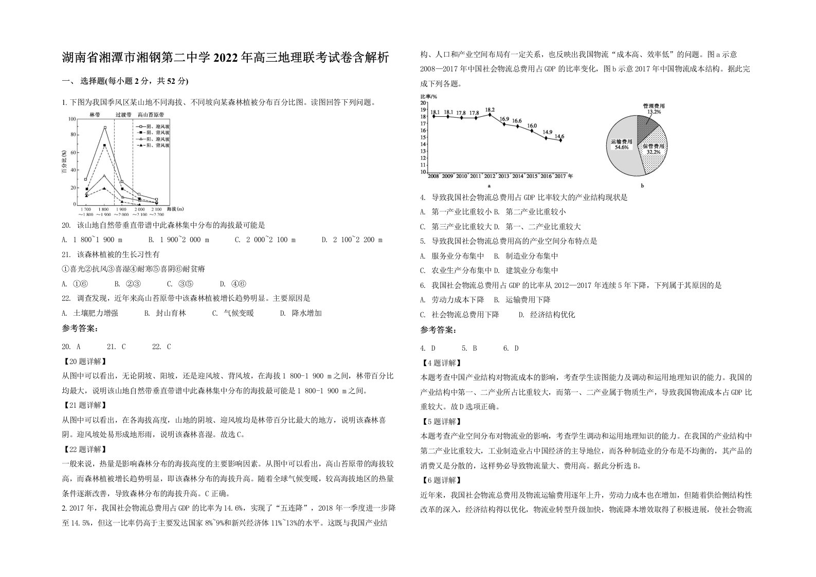 湖南省湘潭市湘钢第二中学2022年高三地理联考试卷含解析