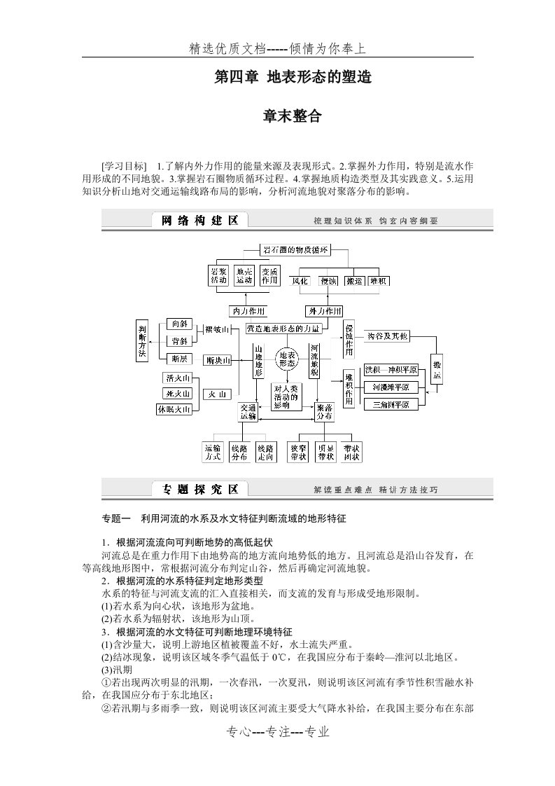 地理必修一：第4章《地表形态的塑造》全章整合导学案(共4页)