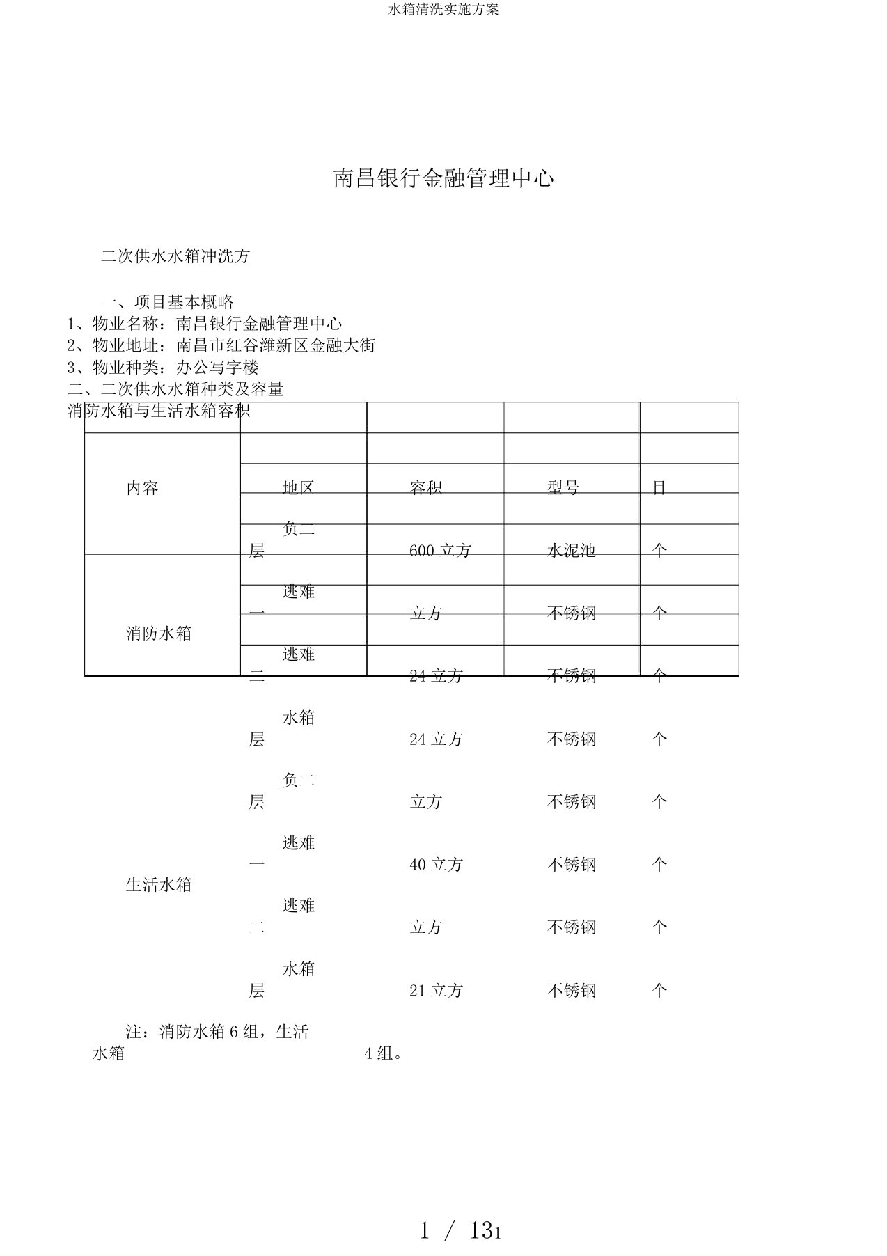 水箱清洗实施方案