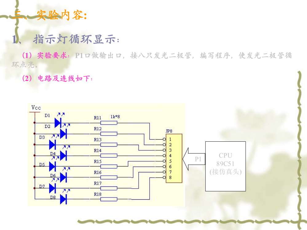 试验单片机IO试验试验目的1学习P1口的使用方