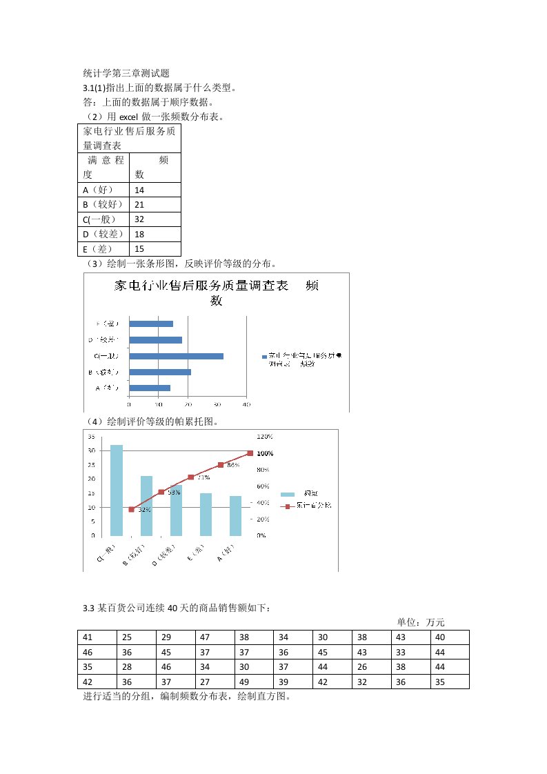 统计学第三章测试题