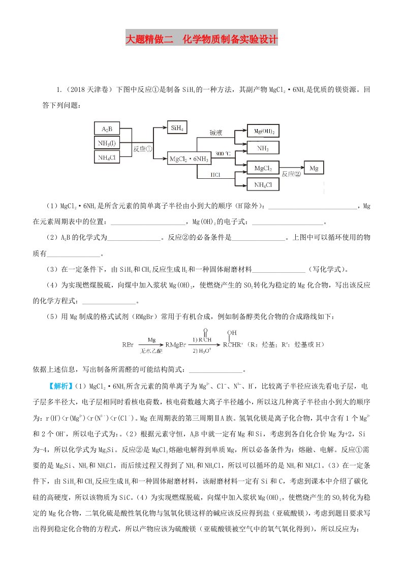 2019高考化学三轮冲刺