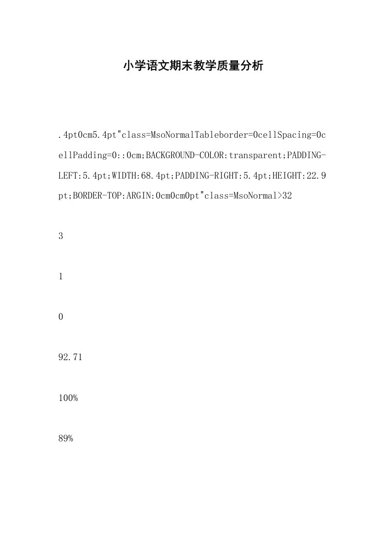 小学语文期末教学质量分析