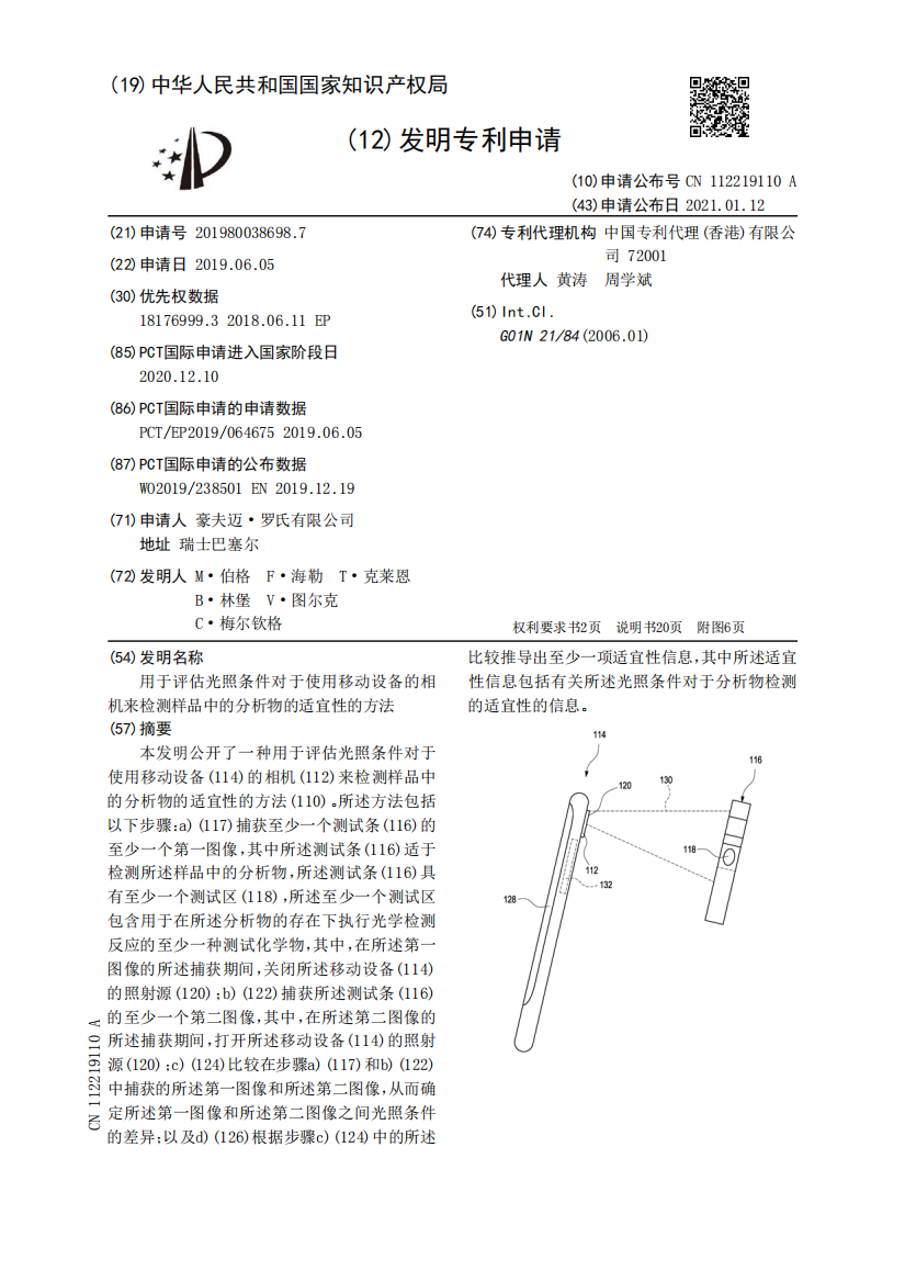 用于评估光照条件对于使用移动设备的相机来检测样品中的分析物的适宜性的方法