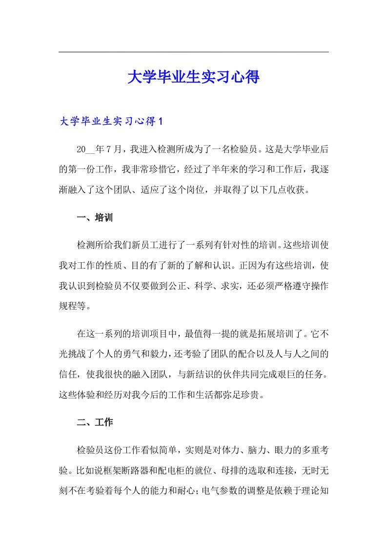 大学毕业生实习心得