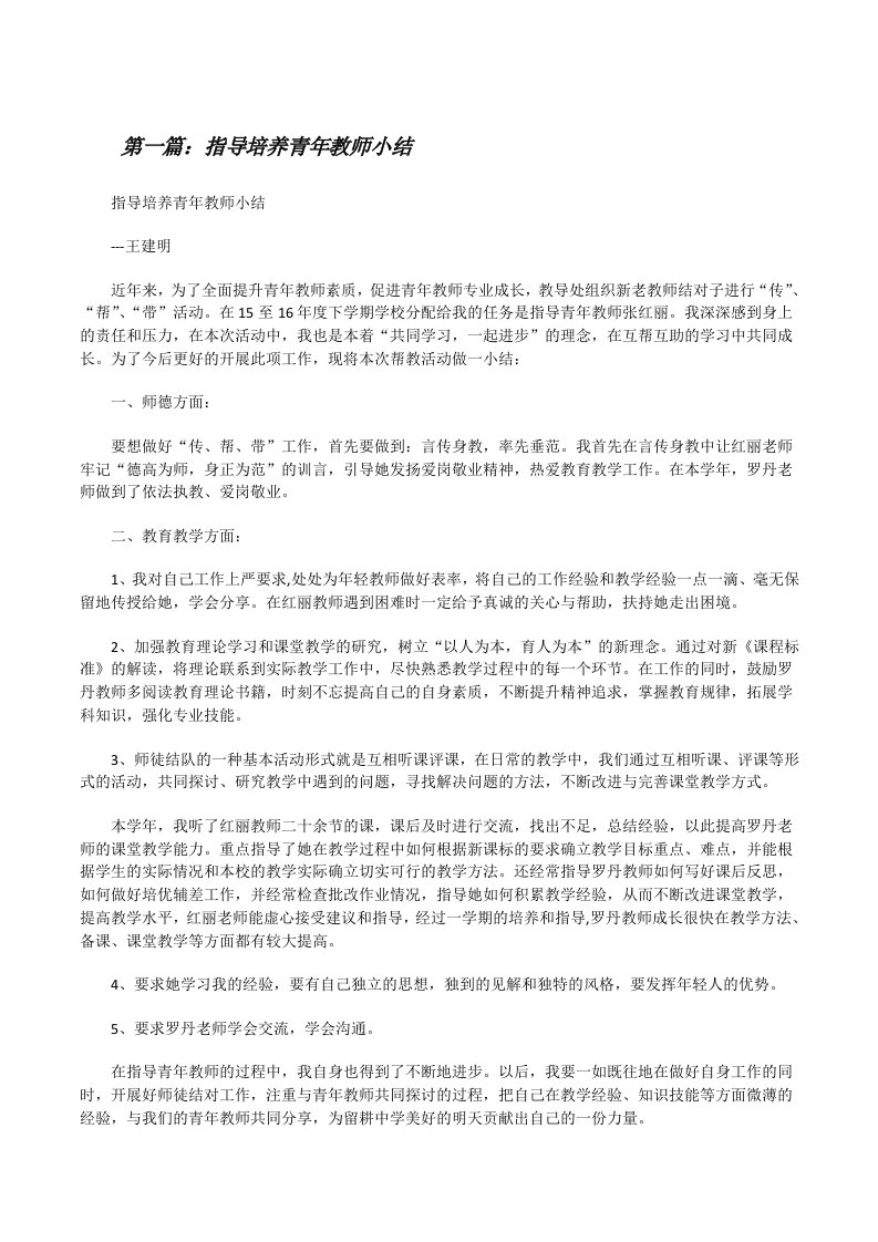 指导培养青年教师小结[修改版]