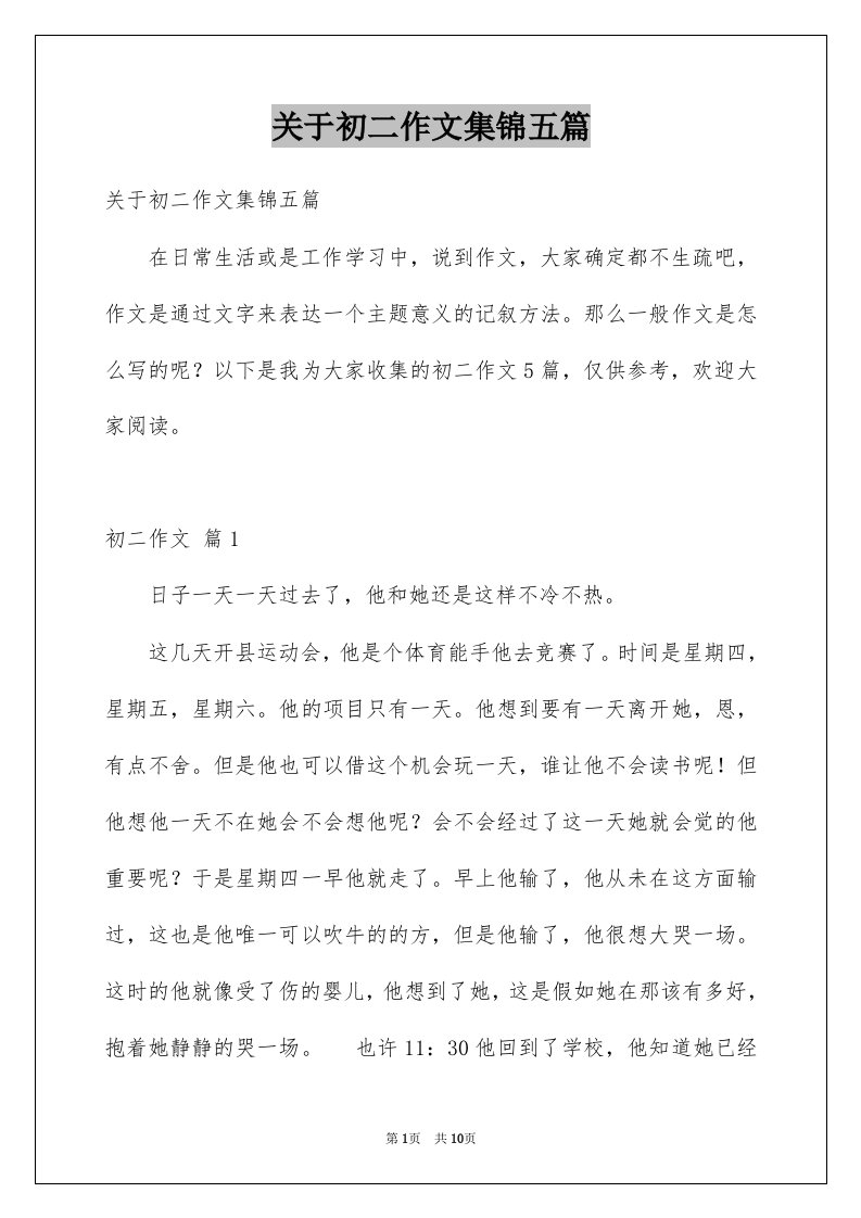 关于初二作文集锦五篇