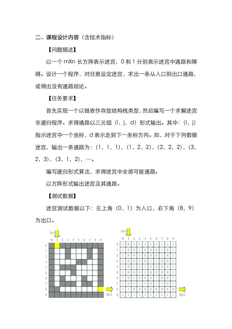 2021年迷宫与栈问题课程设计报告