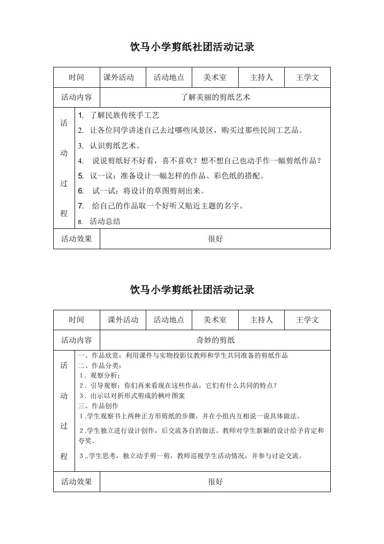 小学美术社团活动记录