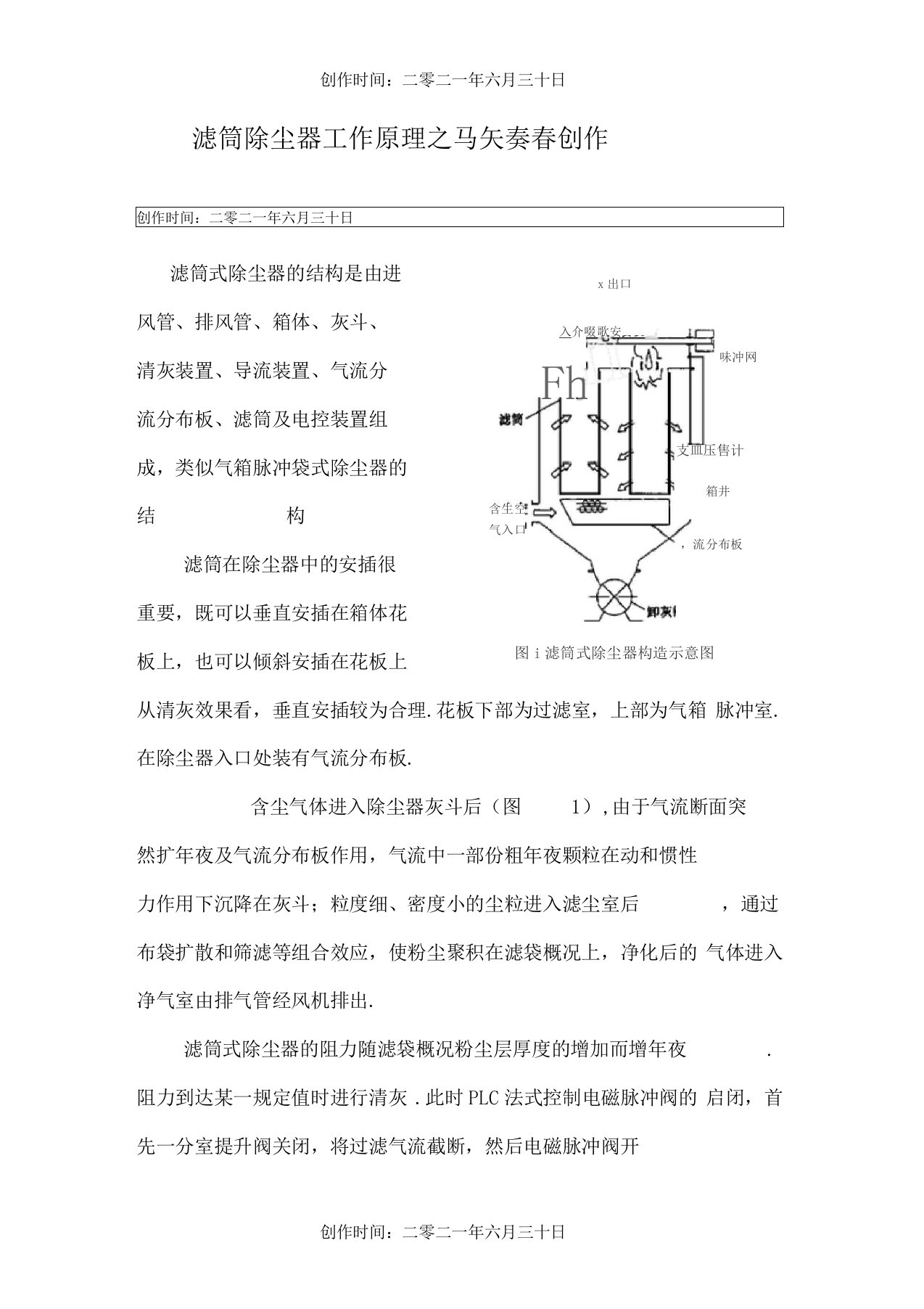 滤筒除尘器工作原理及说明