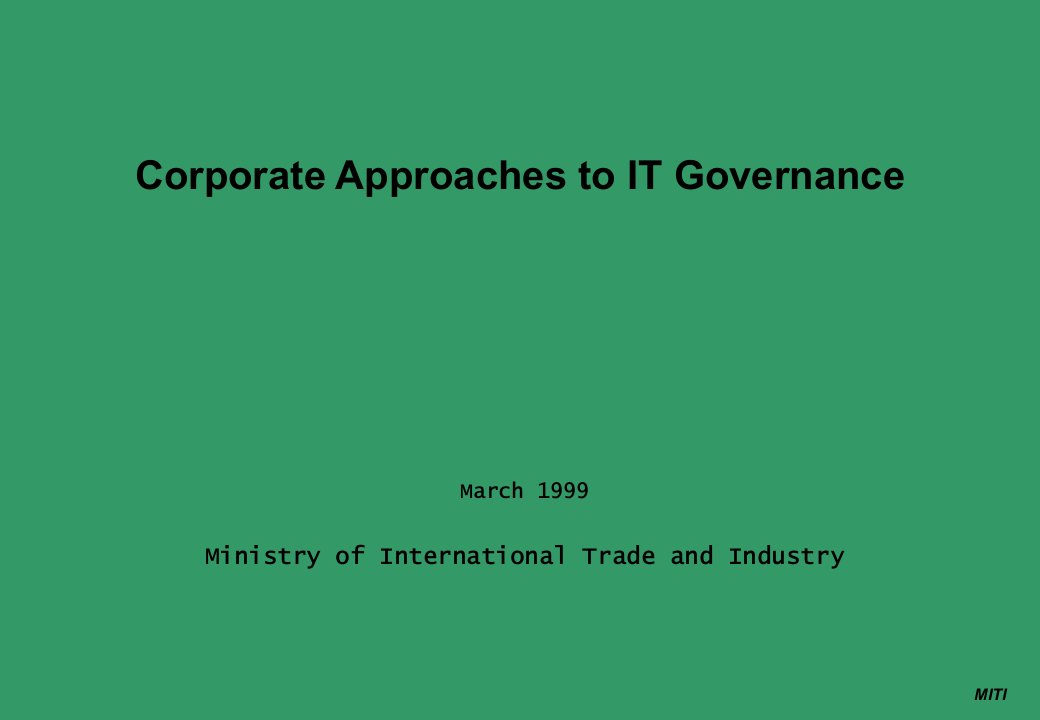 IT规划：企业IT治理机制模型（PPT31）英文版-IT